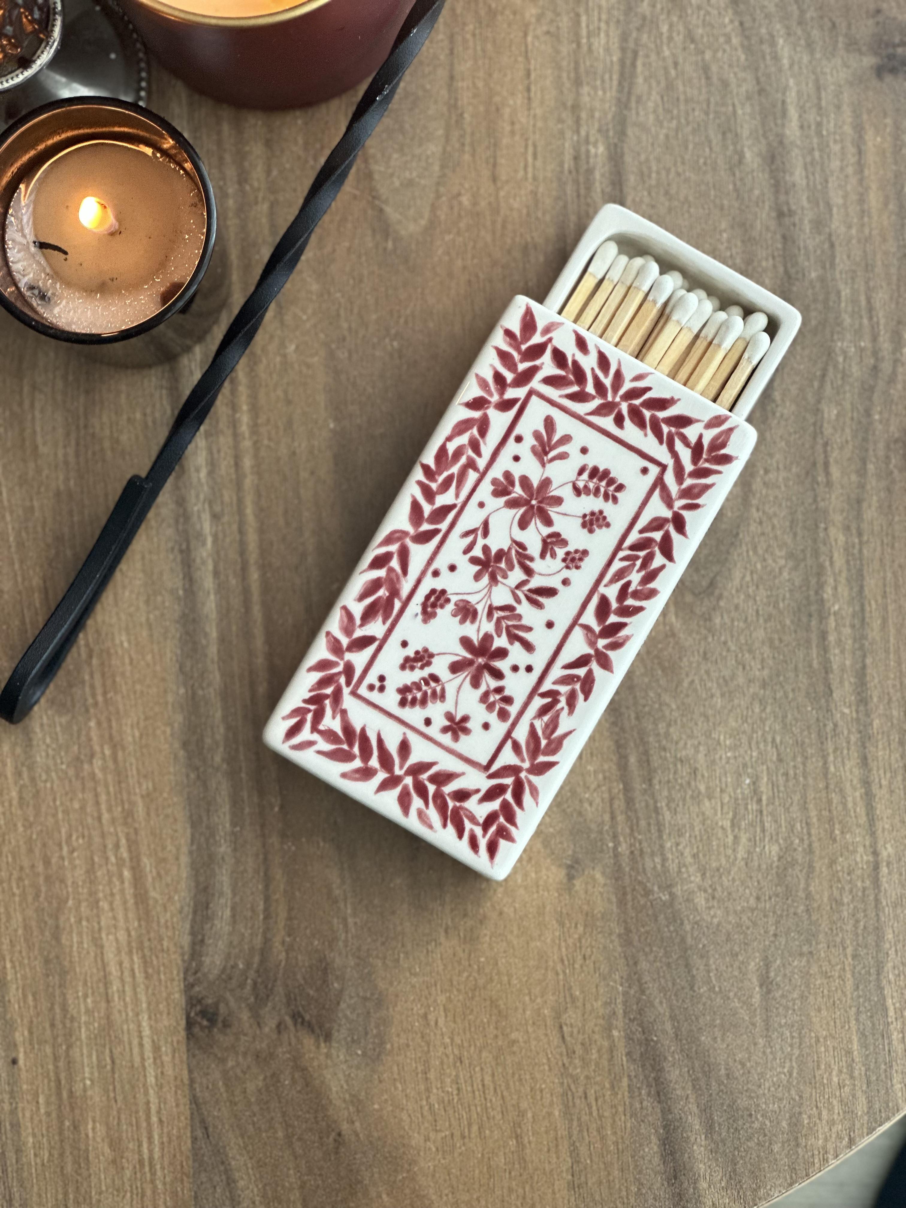 Floral Ruby Seramik Kibrit Kutusu