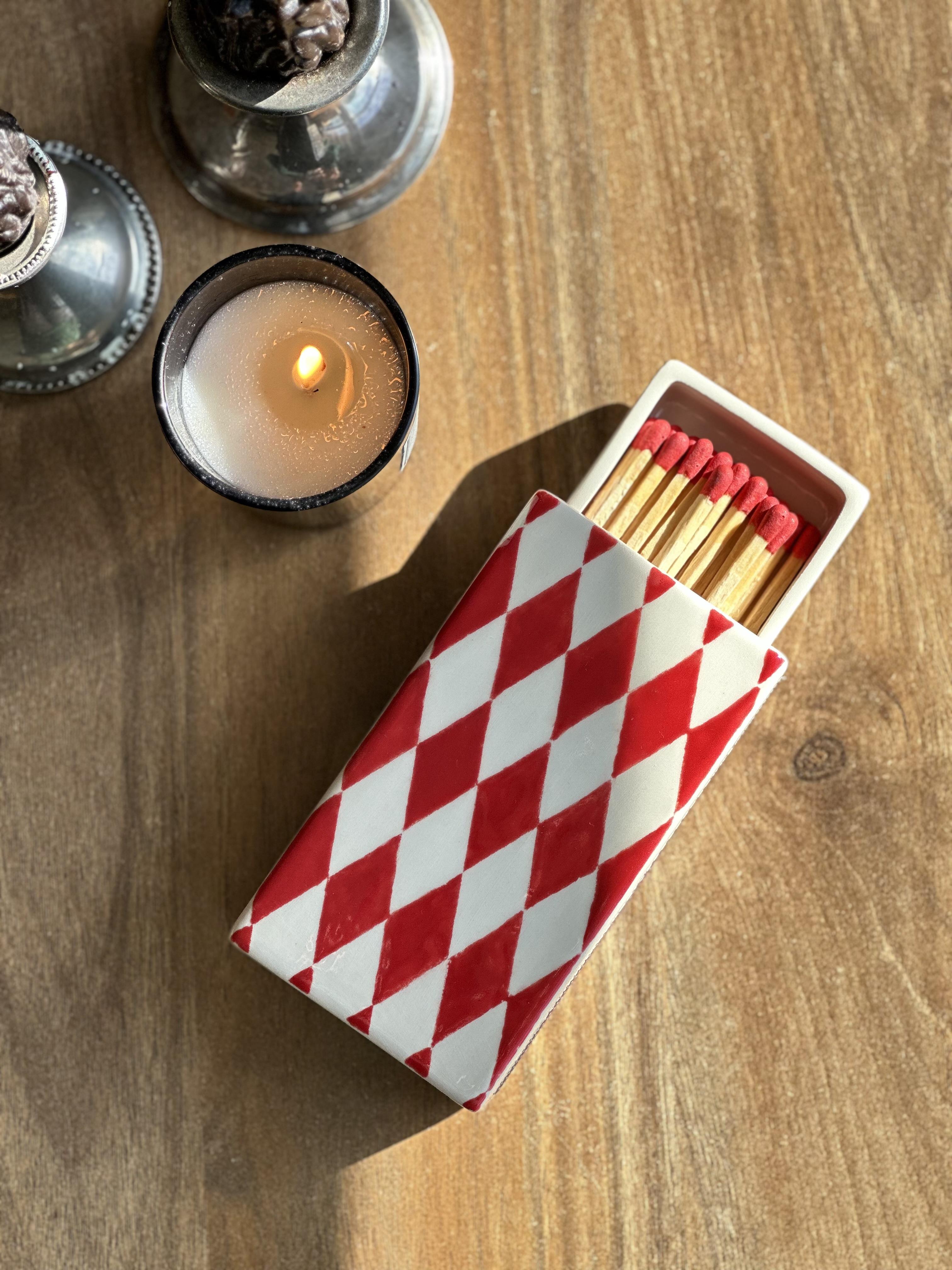 Harlequin Crimson Ceramic Matchbo